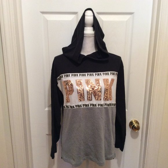 PINK Victoria's Secret Tops - Pink Victoria's Secret Hoodie Black White Gray XS